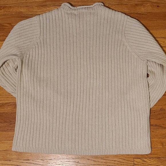 Liz Claiborne Villager Sport Rolled Neck Cotton Pullover Sweater Tan Beige - Picture 4 of 7